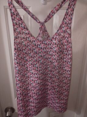 J. Crew Pink Floral Sleeveless Tank with Twist Back